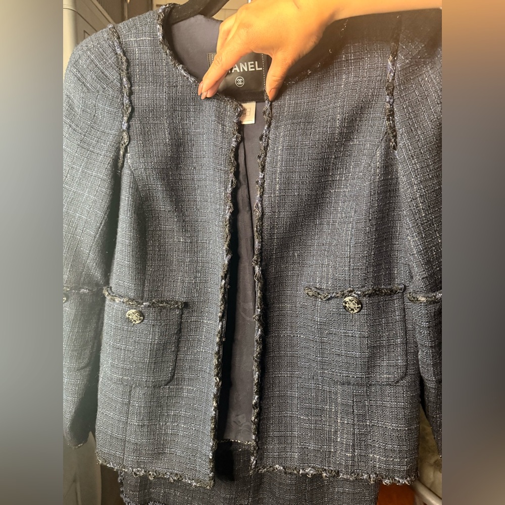Chanel Tweed Blazer Jacket CC- Chain Trim Classic